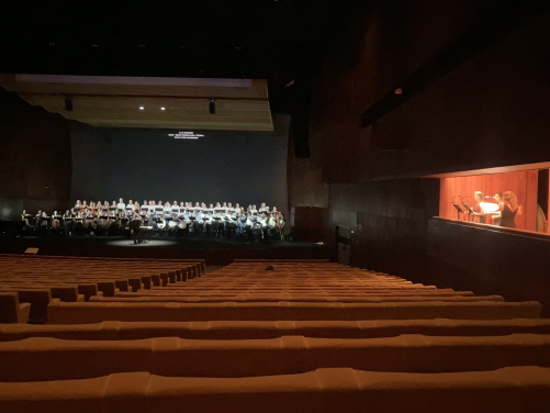 Live Soloists (right) rehearsing with the Virtual Choir